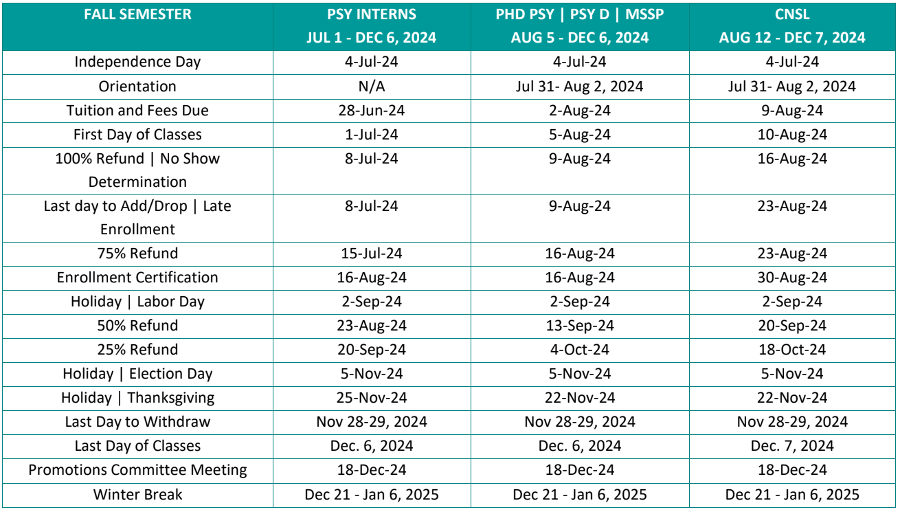 school of behavioral and brain science academic calendar