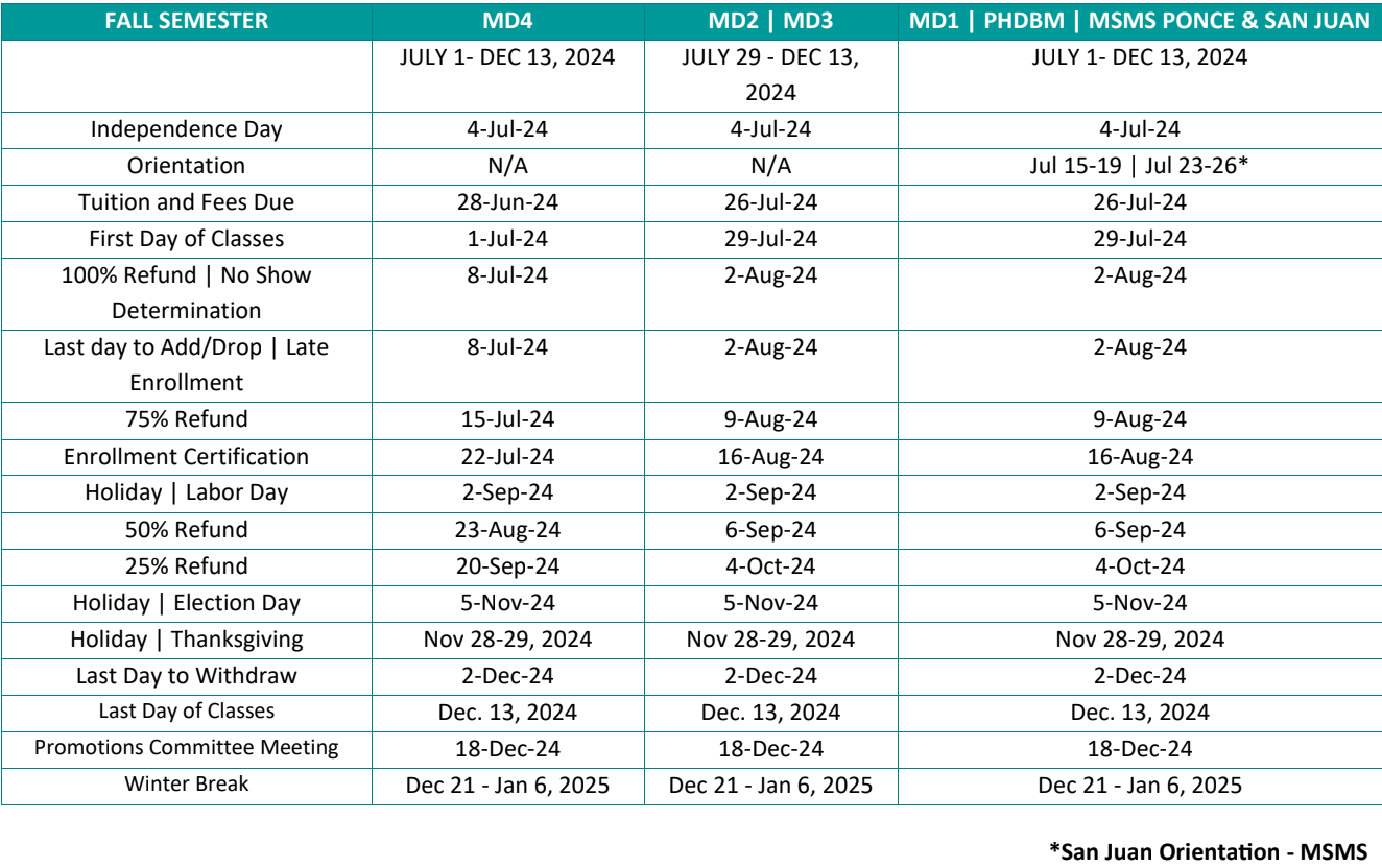 school of medicine ponce and st louis academic calendar